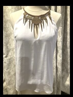NWT bebe 2b white embellished neck tank top